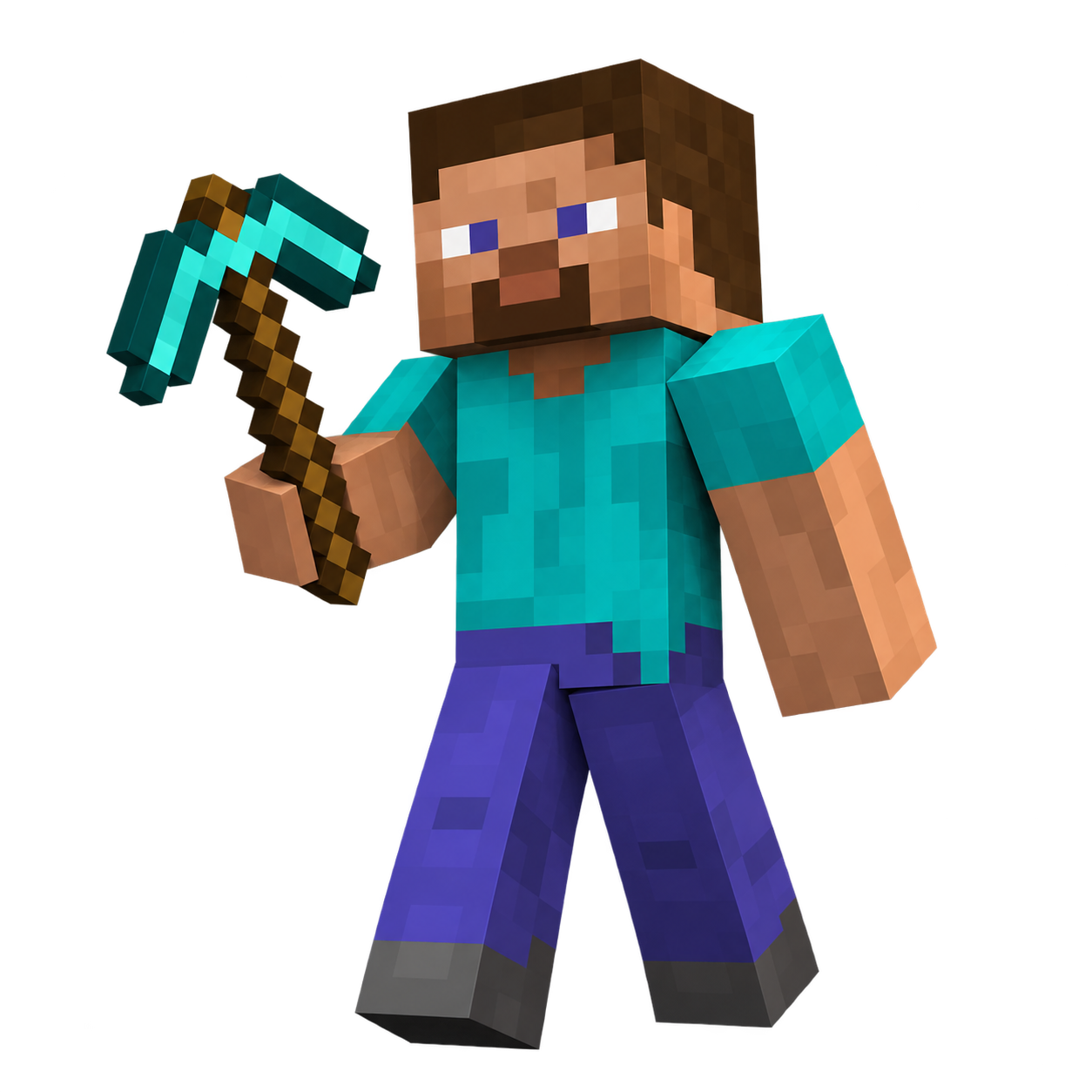 Steve holding a diamond pickaxe